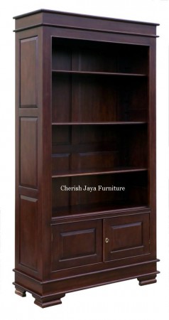 BO 602-KL Name: Open bookcase 2 doors 4 shelves. Size: W=110 x D=41 x H=220 cm Wood: Solid mahogany.