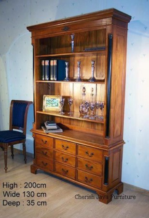 Code: GBO-004 Name: Display Cabinet 9 drwrs Size: H=200 x W=130 x D=35 cm Wood: Solid Mahogany wood.