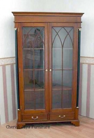 Code: GBO-009 Name: Display Cabinet 2 drwr & 2 door Size: H=190 x W=103 x D=45 cm Wood: Solid Mahogany wood.