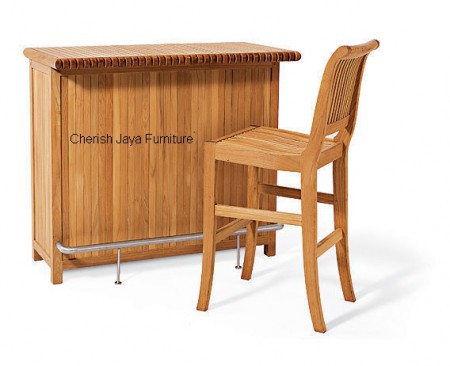 Castle Bar & (Arm) Chair  Size:  Bar: H=105 x D=66 x W=122 cm Chair: H=117 x D=61 x W=45 cm  Arm Chair: H=117 x D=61 x W=56 cm Seat Height= 76 cm Wood: Solid Teakwood
